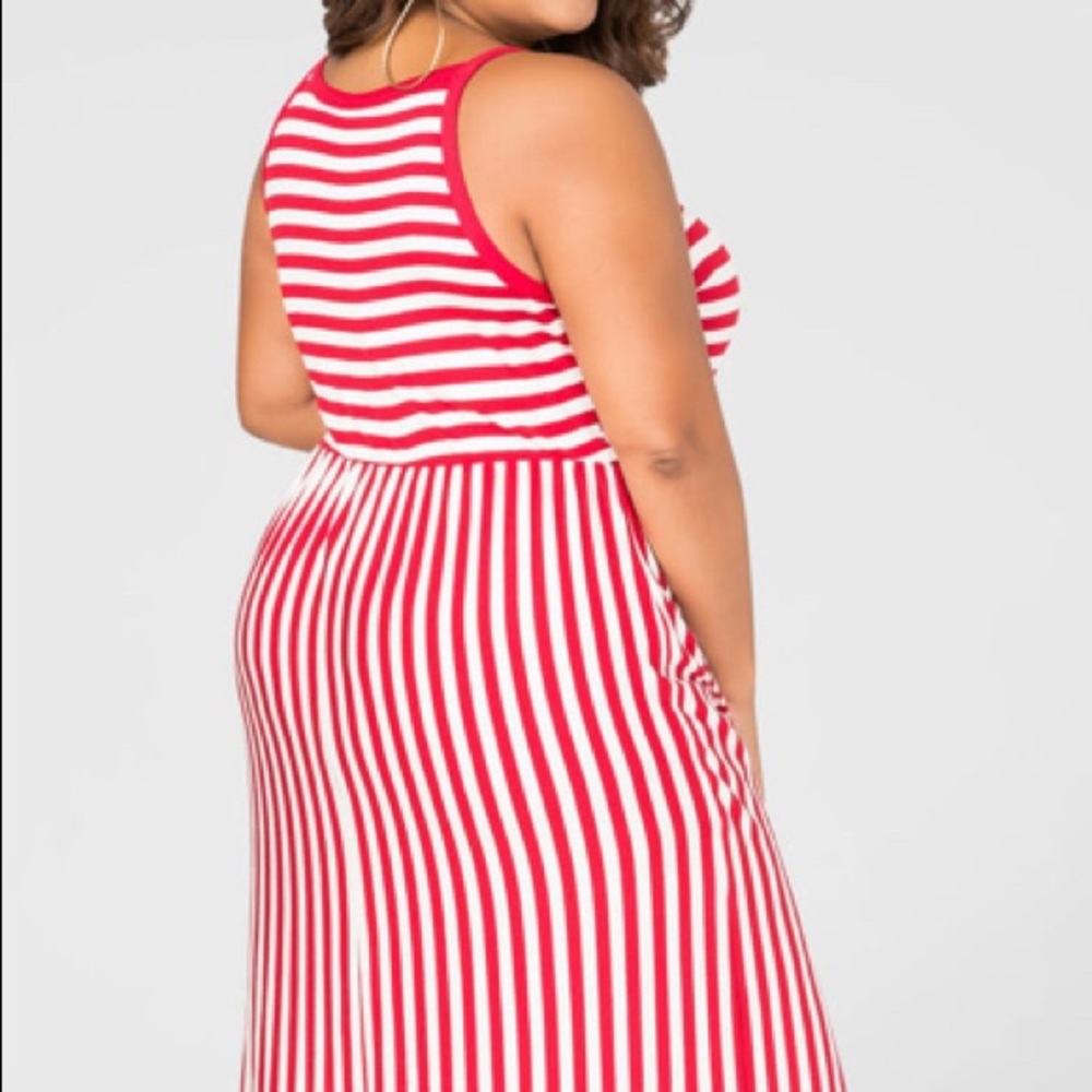Striped double slit maxi dress
